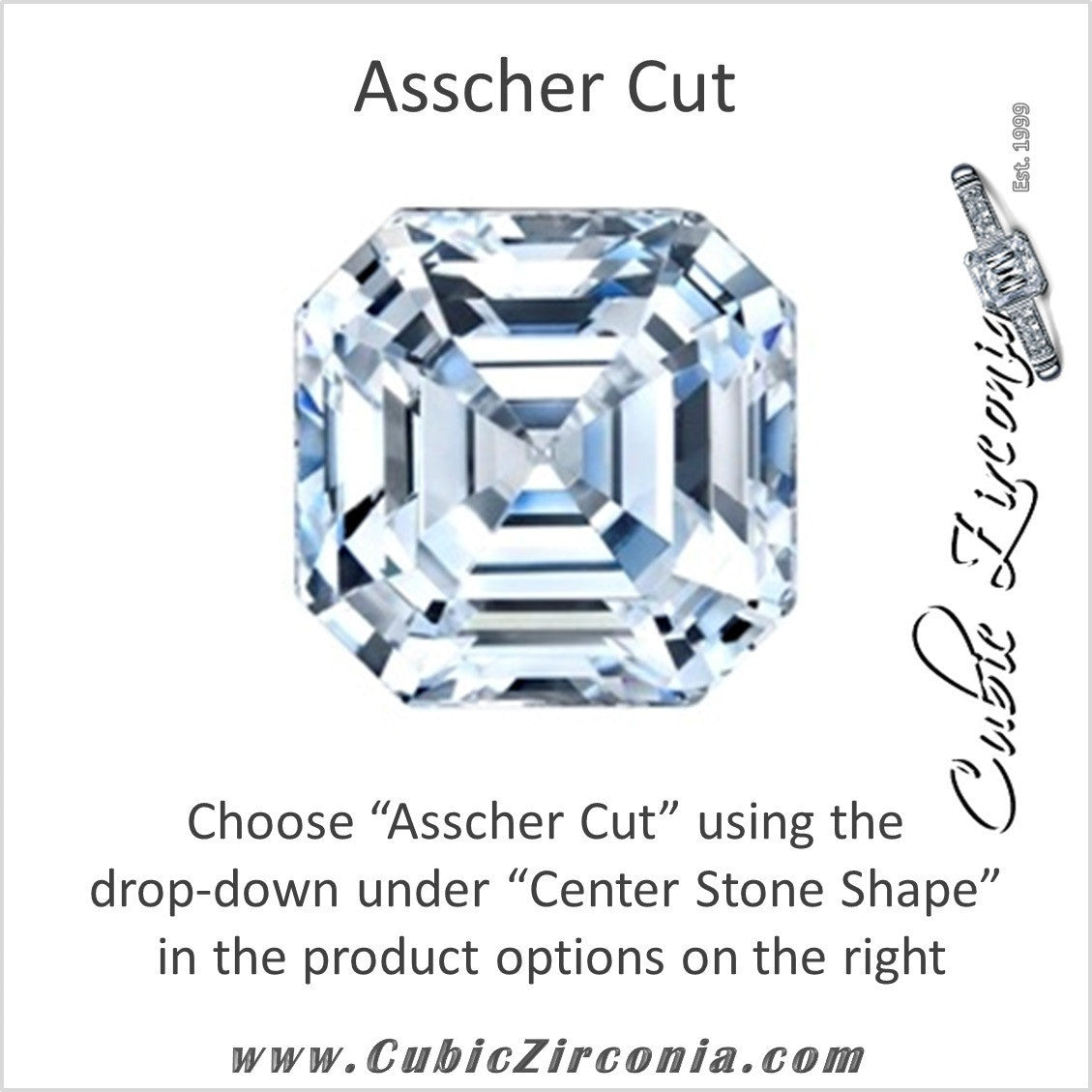 Cubic Zirconia Engagement Ring- The Lashay (Round or Asscher 4-Prong Tulipset® Solitaire Ring)