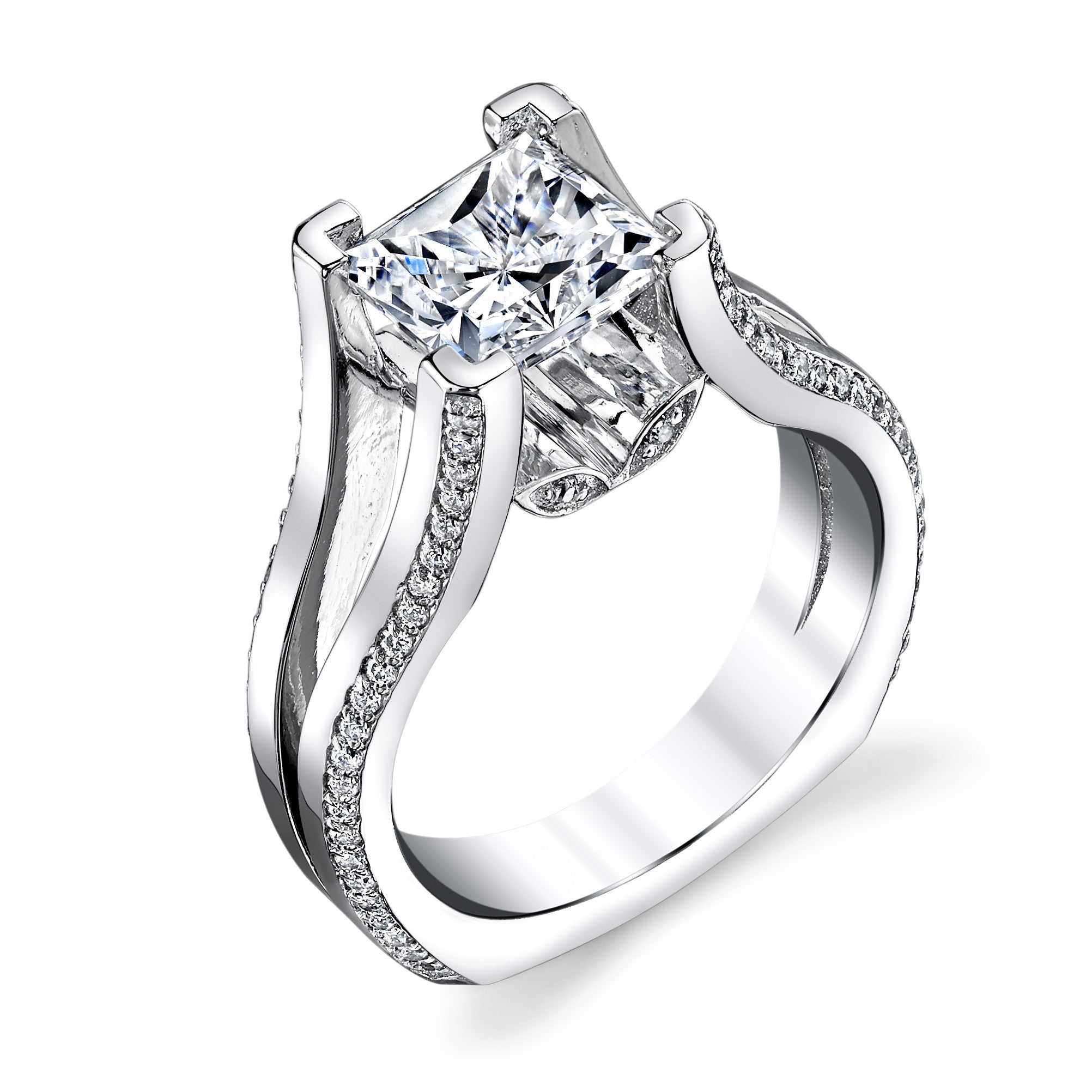 Cubic Zirconia Engagement Ring- The Rebekah (2 Carat Floating Center stone with Euro Style Split Band)