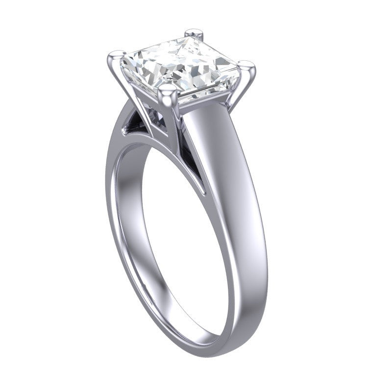 Cubic Zirconia Engagement Ring- The Lucienne (2.0 Carat Princess Cut Cathedral Solitaire)