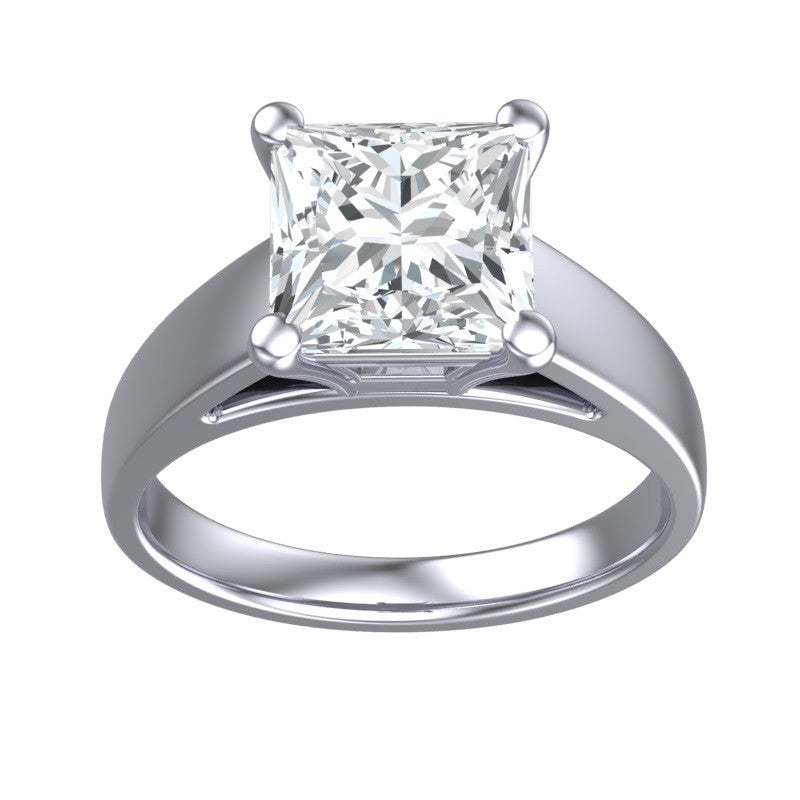 Cubic Zirconia Engagement Ring- The Lucienne (2.0 Carat Princess Cut Cathedral Solitaire)