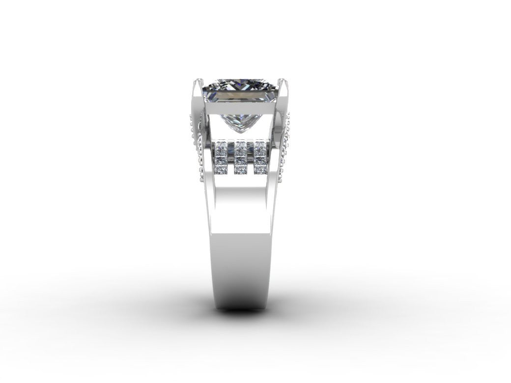 Cubic Zirconia Engagement Ring- The Patricia (4.84 TCW* Bridge Style Triple Channel Ultra-Wide Band)