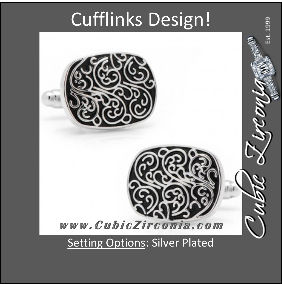Men’s Cufflinks- Silver Plated Clouds-Design Filigree