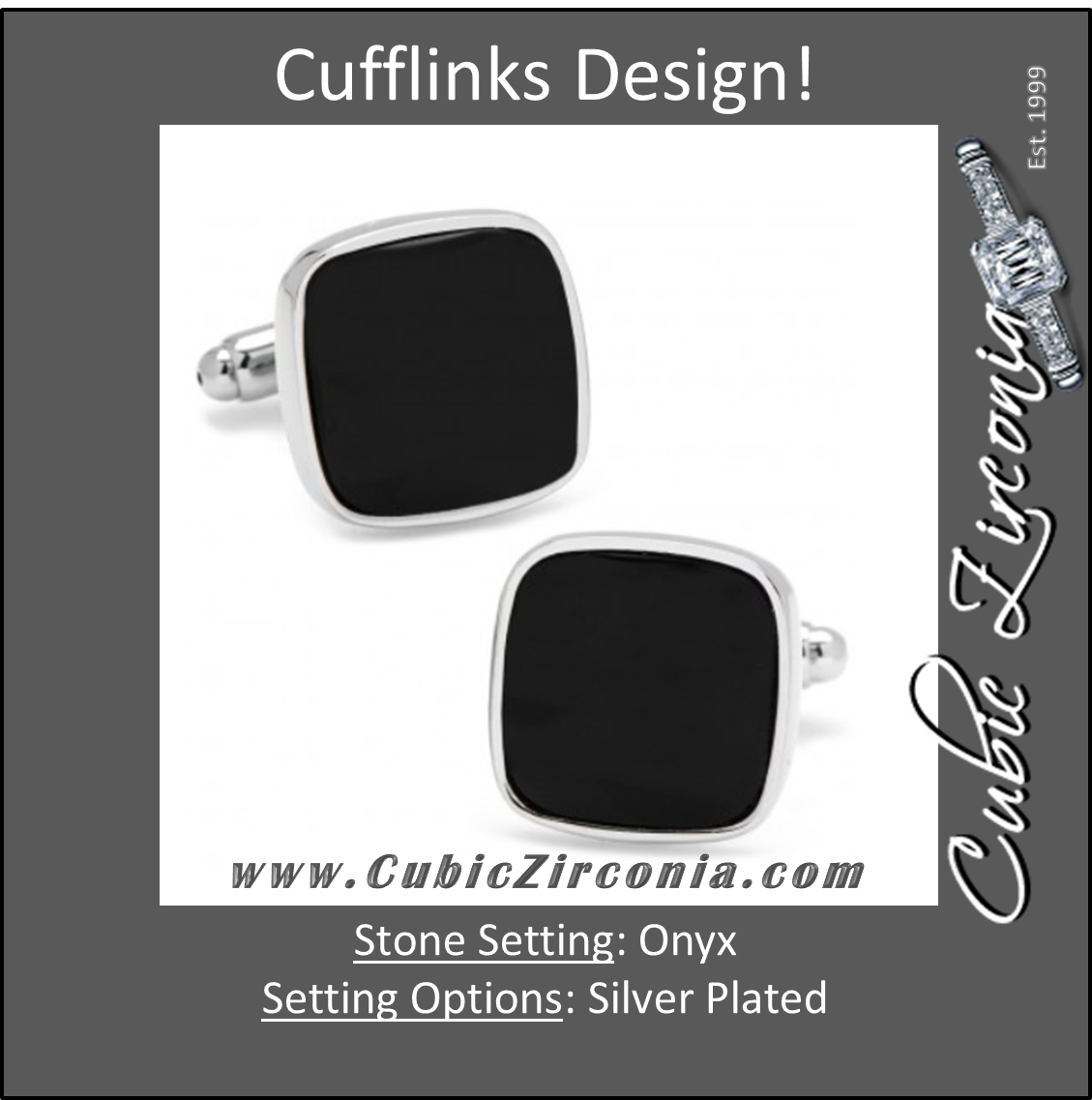 Men’s Cufflinks- Onyx Cushion Shapes