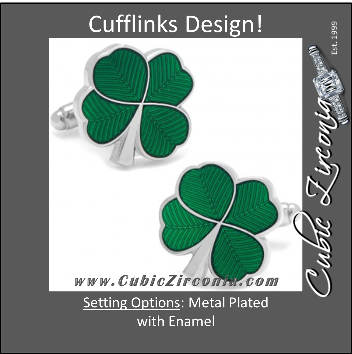 Men’s Cufflinks- Lucky Green Enamel Clovers
