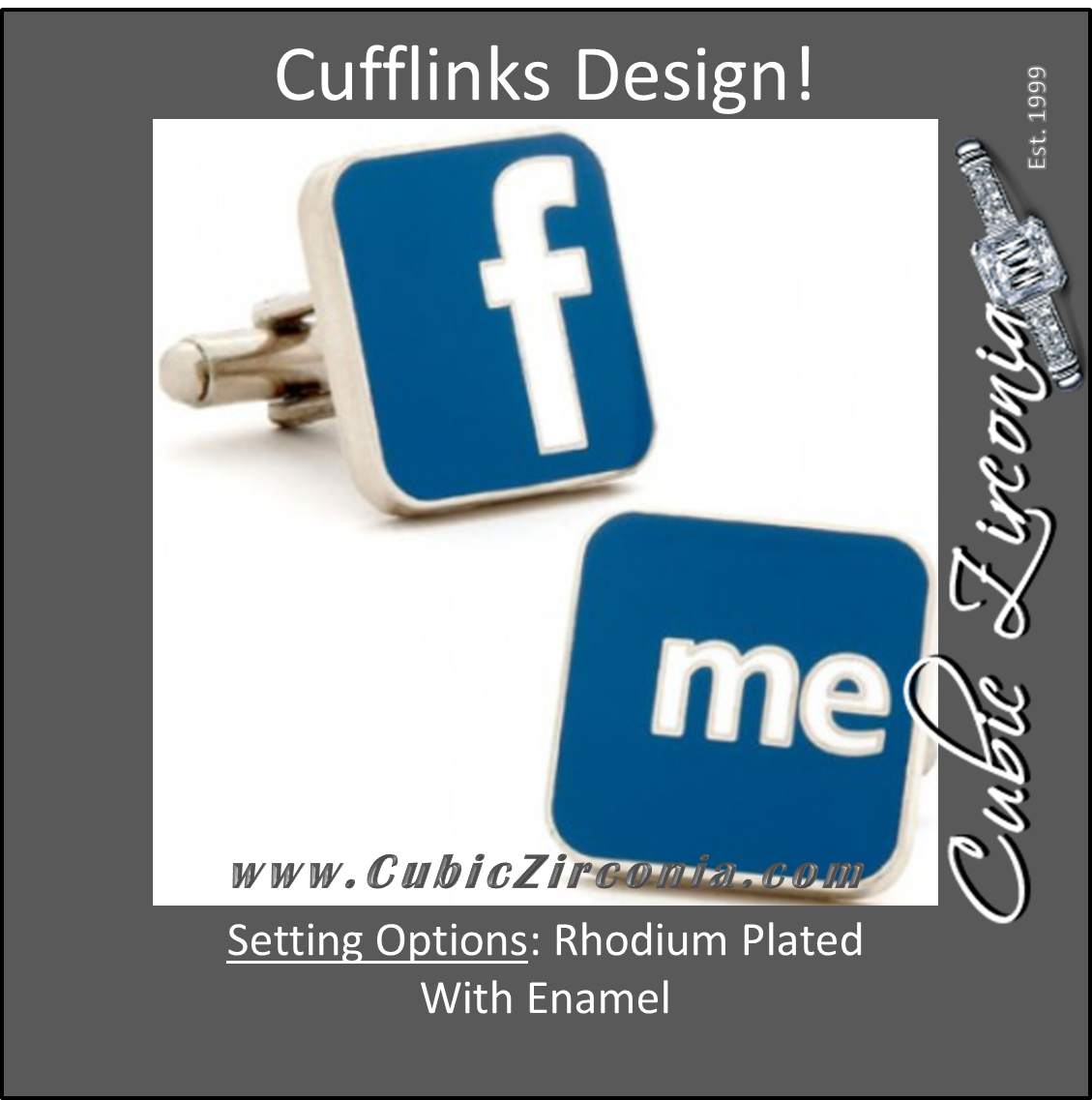 Men’s Cufflinks- Blue and White Enamel "F Me" Style