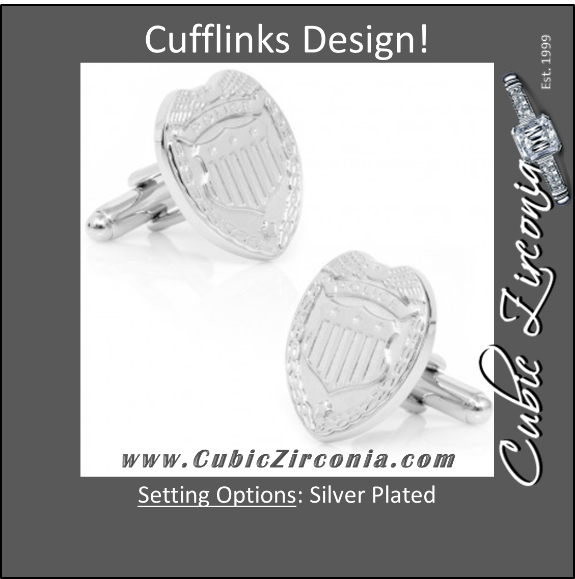 Men’s Cufflinks- Silver Plated Police Badges