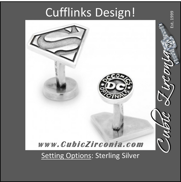 Men’s Cufflinks- Sterling Silver Superman (Officially Licensed DC Comics)