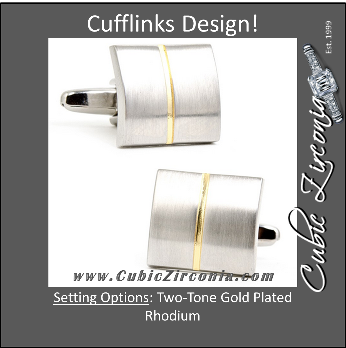 Men’s Cufflinks- Divided Two-Tone (Gold Plated and Rhodium Plated) Rectangles