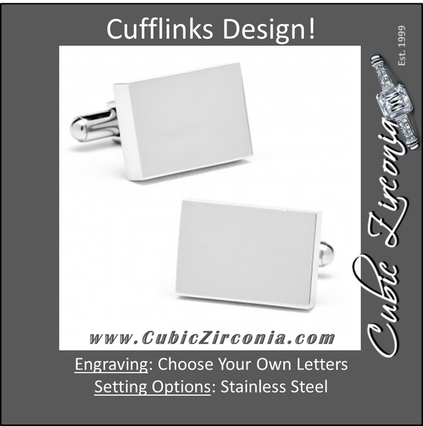 Men’s Cufflinks- Stainless Steel Rectangle with Infinity Edges