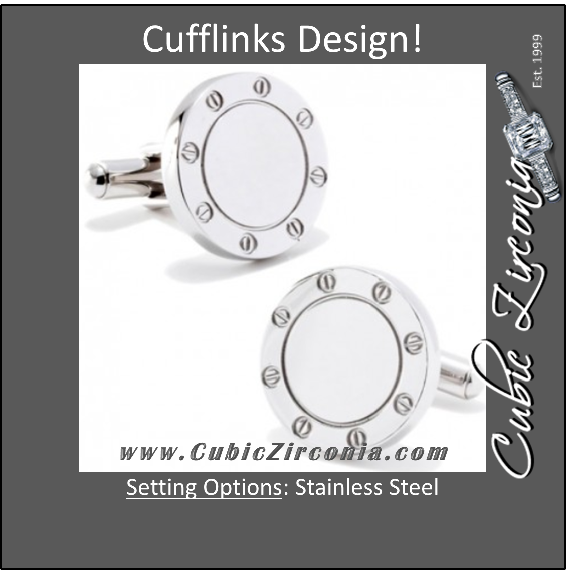 Men’s Cufflinks- Stainless Steel Engravable Bolted Design