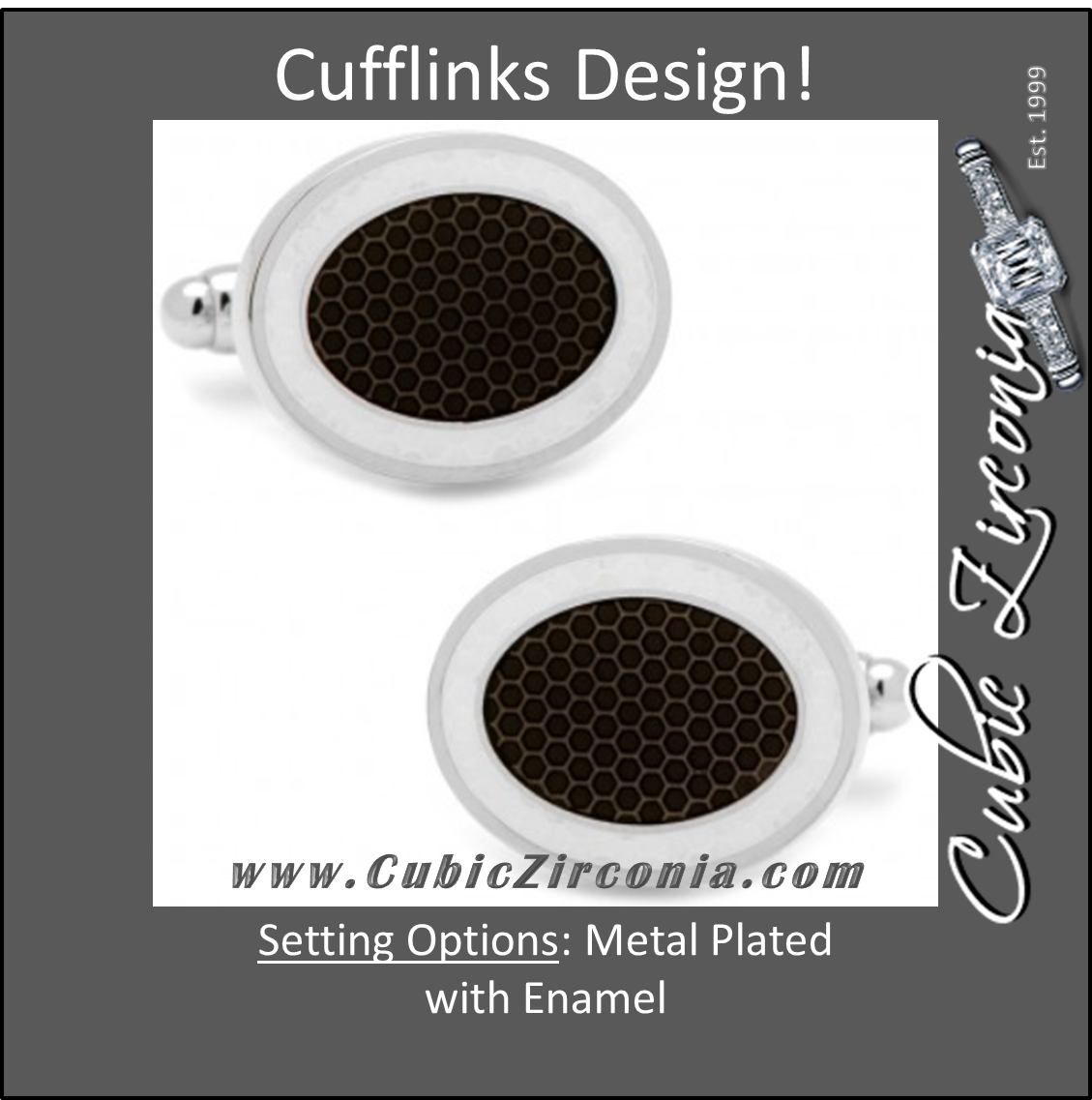 Men’s Cufflinks- Black and White Oval Outlines