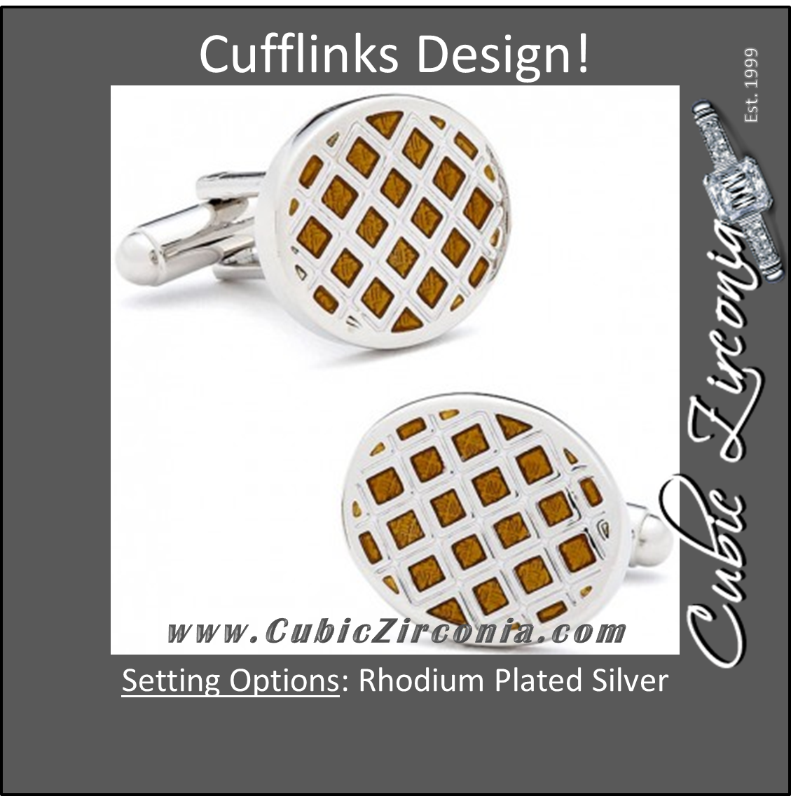 Men’s Cufflinks- Amber Quilted Circles