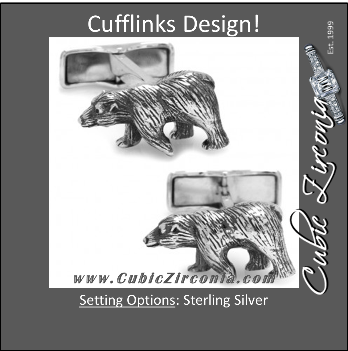 Men’s Cufflinks- Sterling Silver Bears