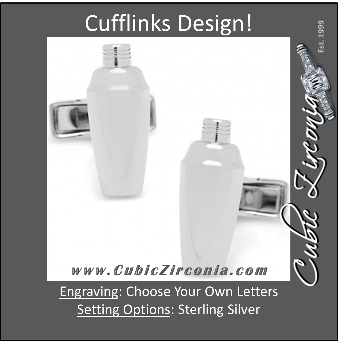 Men’s Cufflinks- Sterling Silver Martini Shaker Design