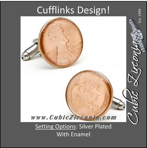 Men’s Cufflinks- Silver Plated Authentic U.S. "Wheat Penny" Coin Jewelry