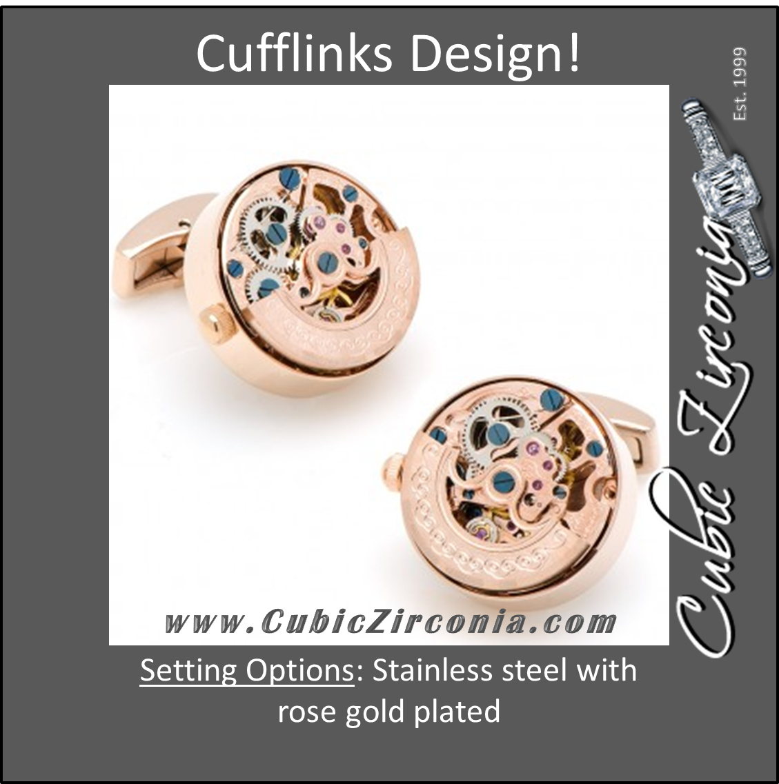 Men’s Cufflinks- Rose Gold Plated Kinetic Watch Movement Design