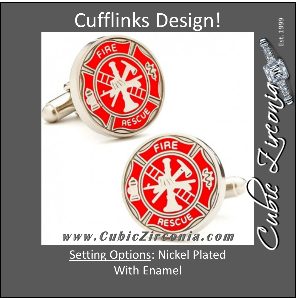 Men’s Cufflinks- Bright Red Fireman's Shields