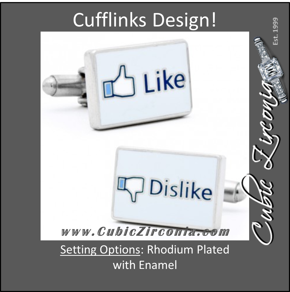 Men’s Cufflinks- Enamel Like/Dislike Social Network Design