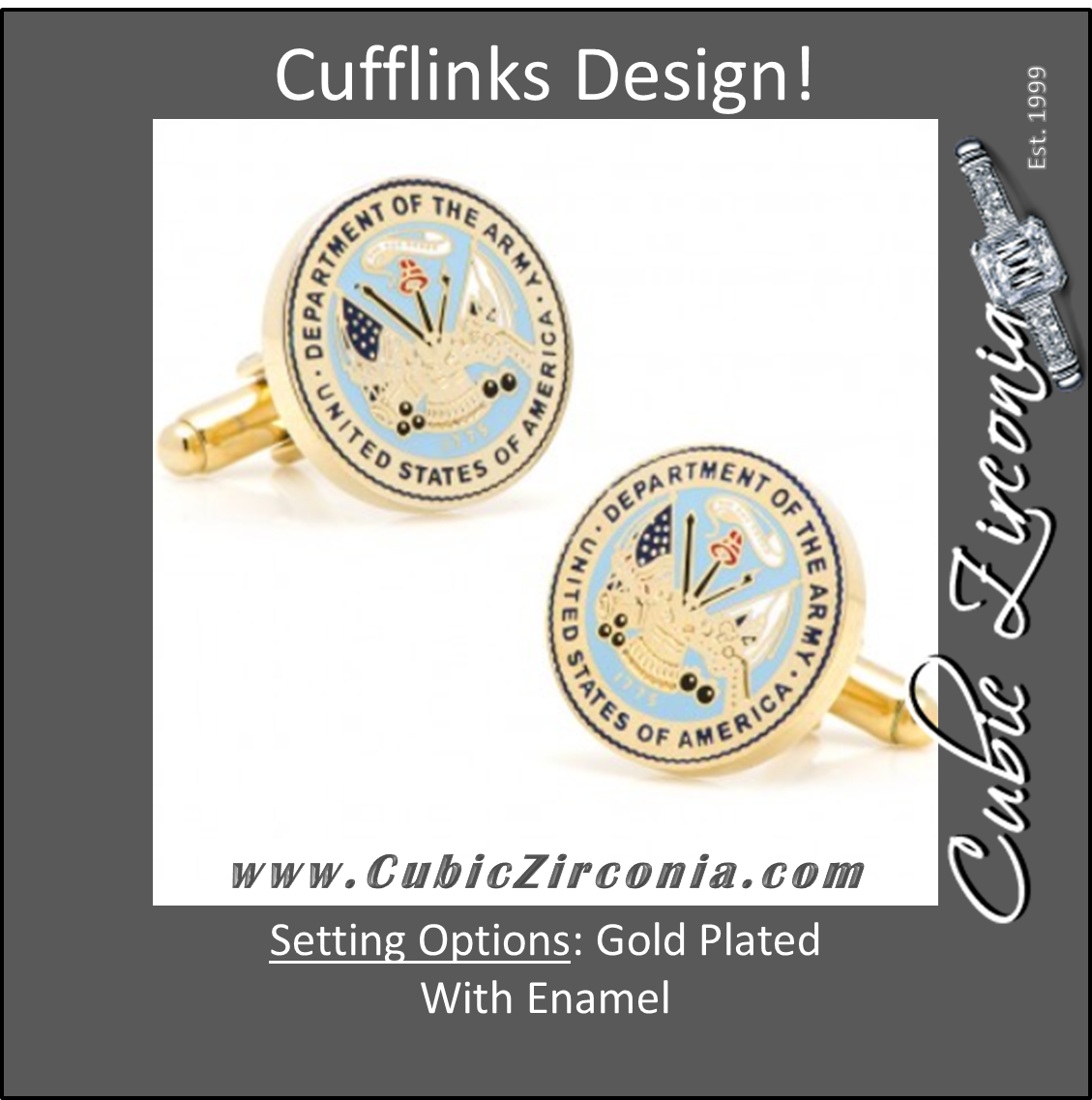 Men’s Cufflinks- Armed Forces Gold Plated with Enamel (Army)