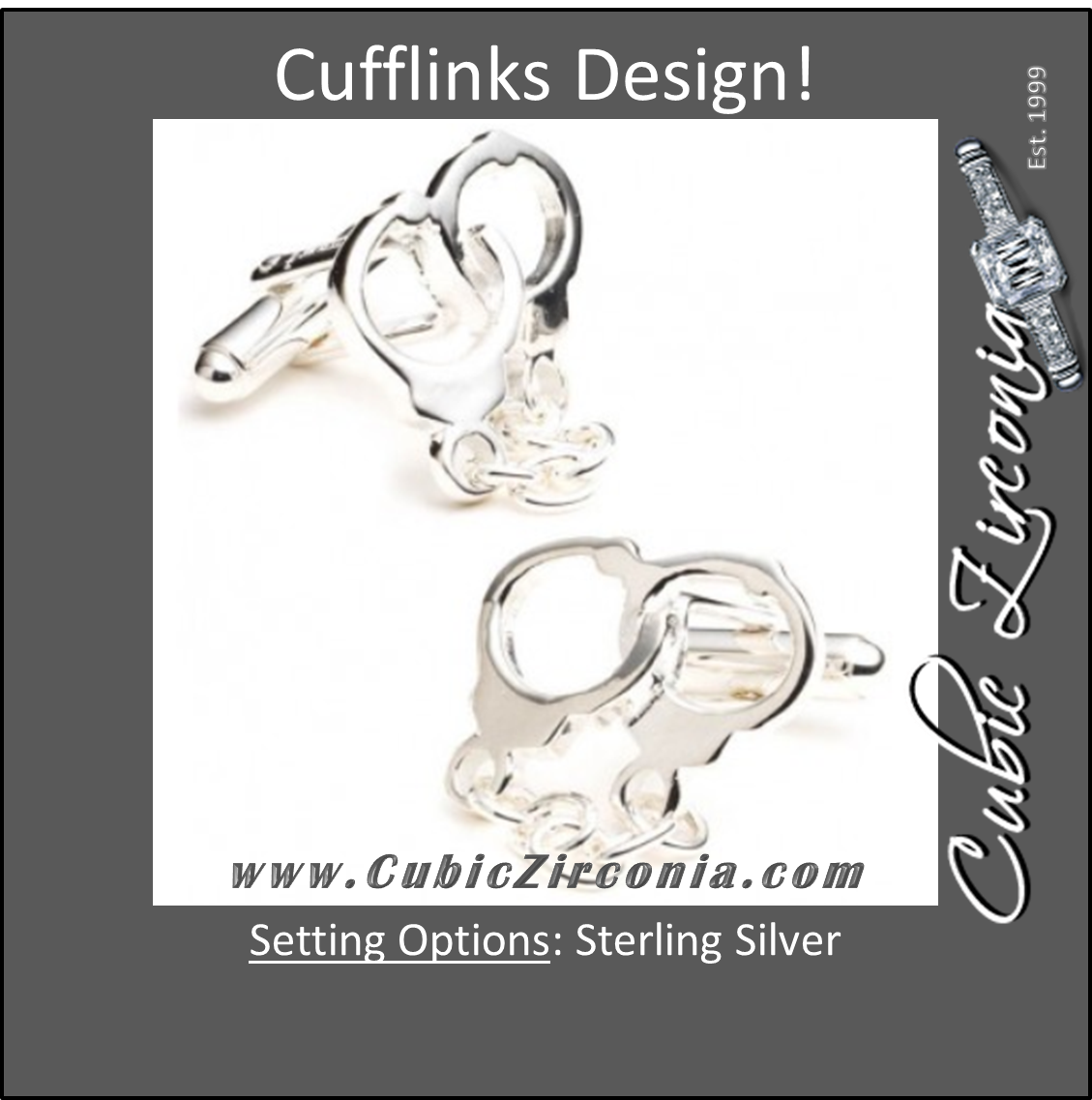 Men’s Cufflinks- Sterling Silver Handcuffs Design