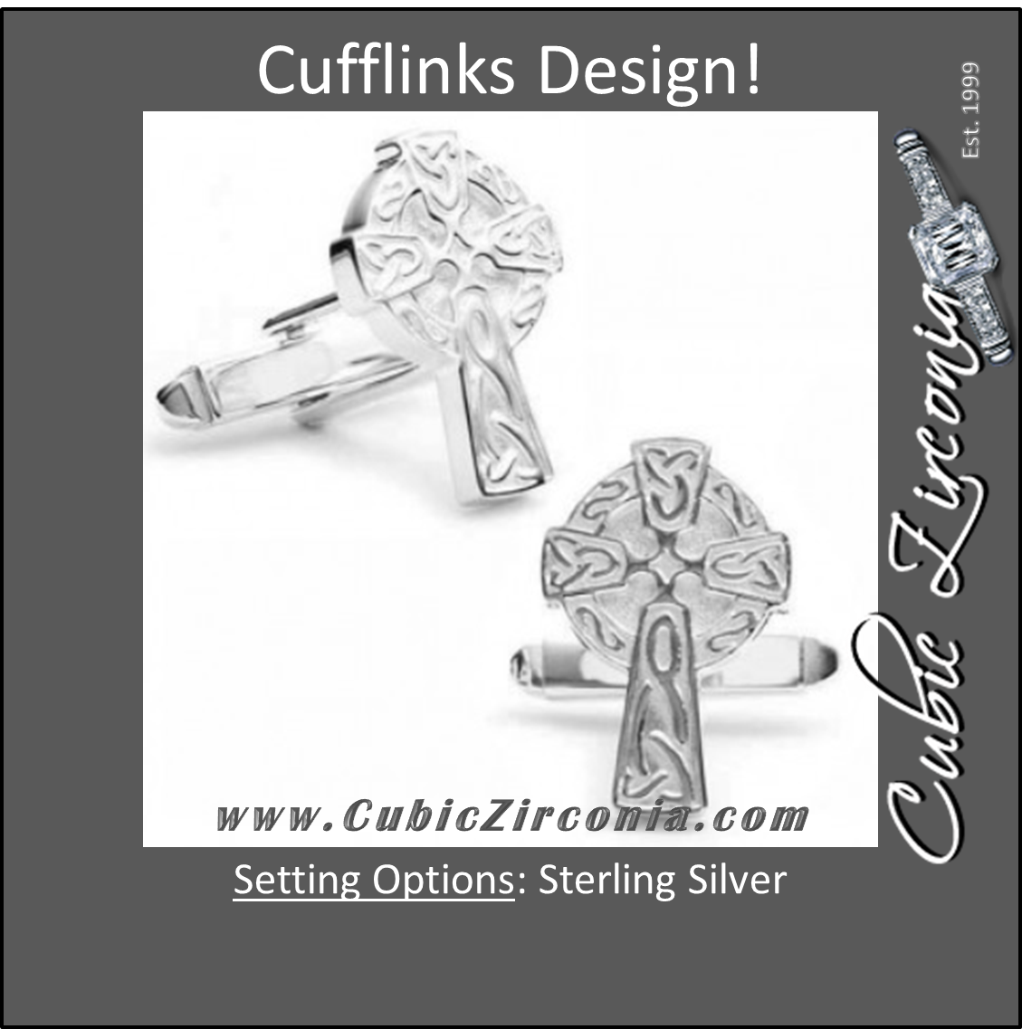 Men’s Cufflinks- Sterling Silver Carved Celtic Crosses