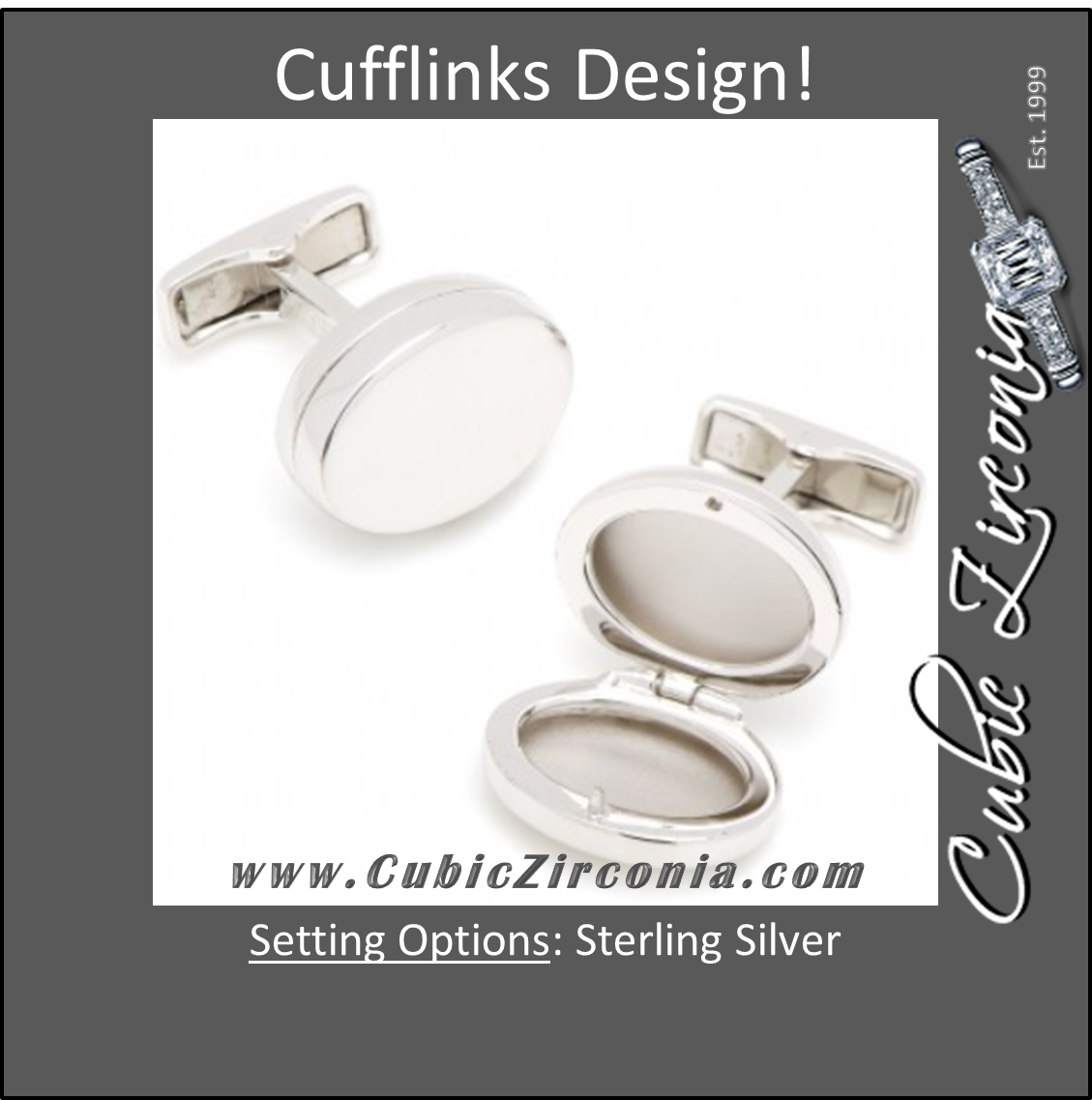 Men’s Cufflinks- Engravable Locket (Holds Pictures)