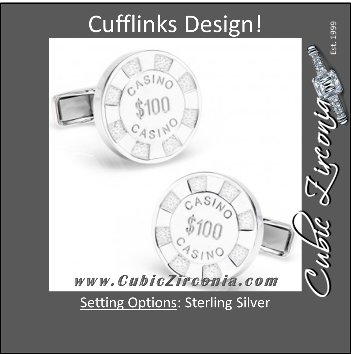 Men’s Cufflinks- Sterling Silver Poker Chips