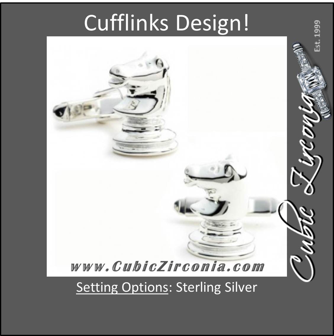 Men’s Cufflinks- Sterling Silver Chess Knights