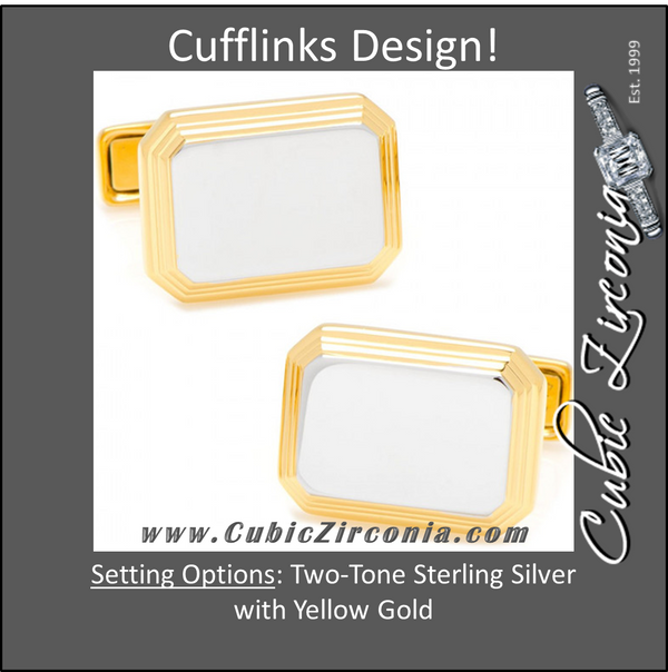 Men’s Cufflinks- Two-Tone Step-Edge Rectangles