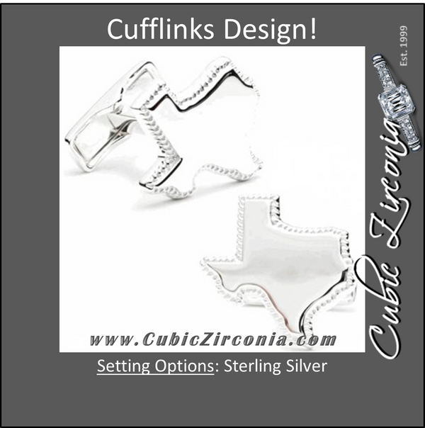 Men’s Cufflinks- Sterling Silver Texas with Rope Border