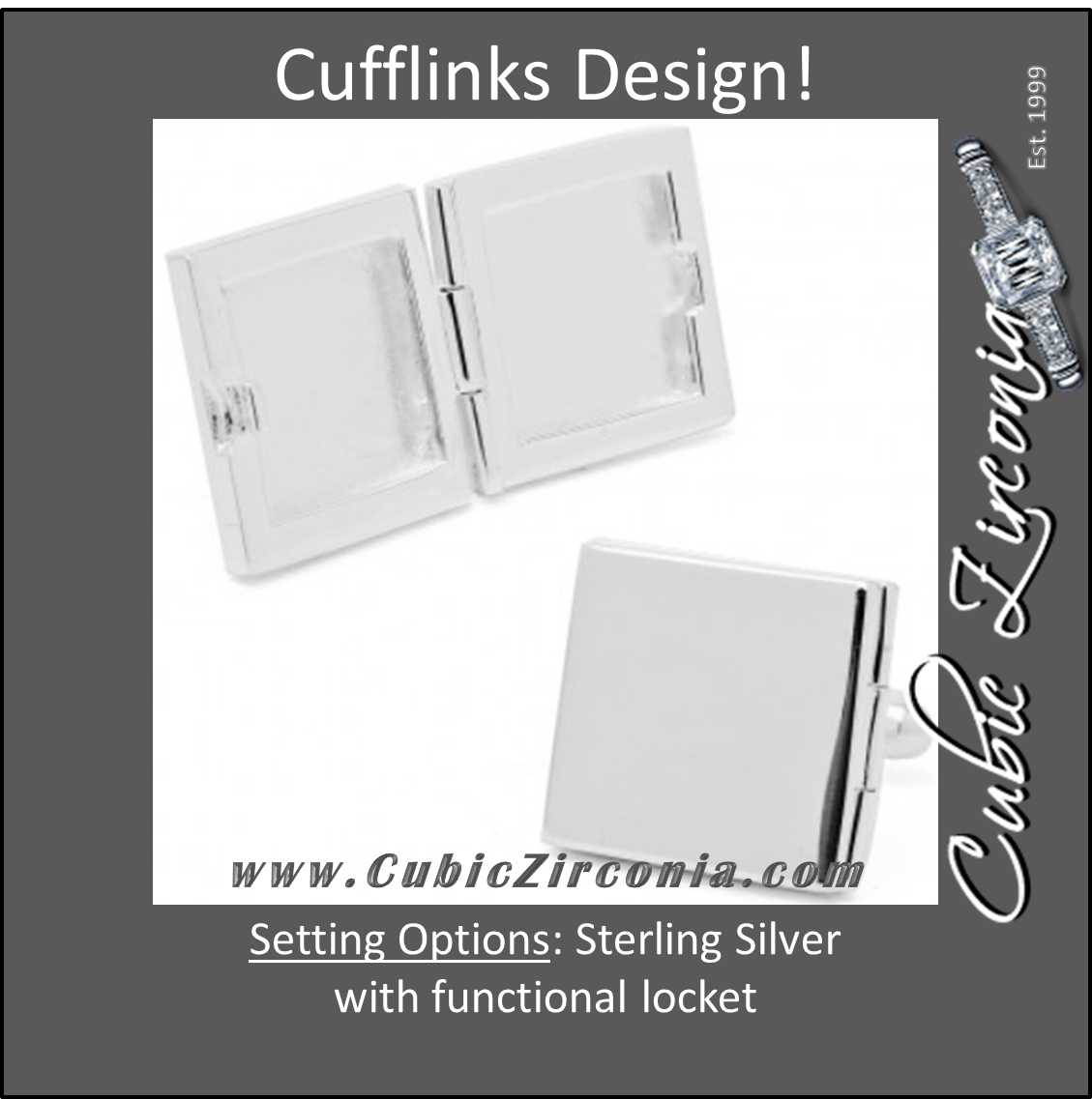 Men’s Cufflinks- Sterling Silver Engravable Locket (Functional)