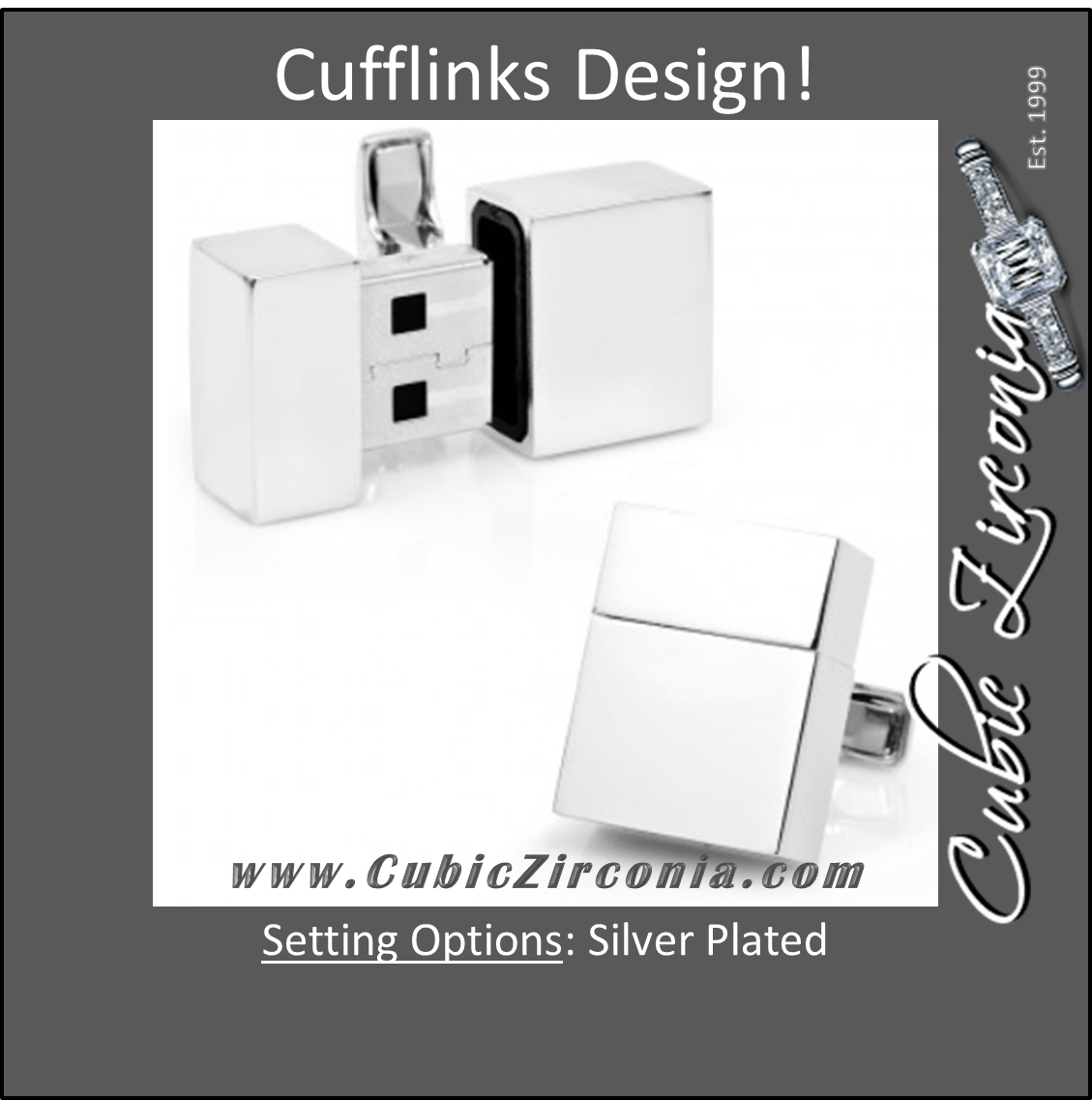 Men’s Cufflinks- Silver Plated 4GB USB Flash Drive