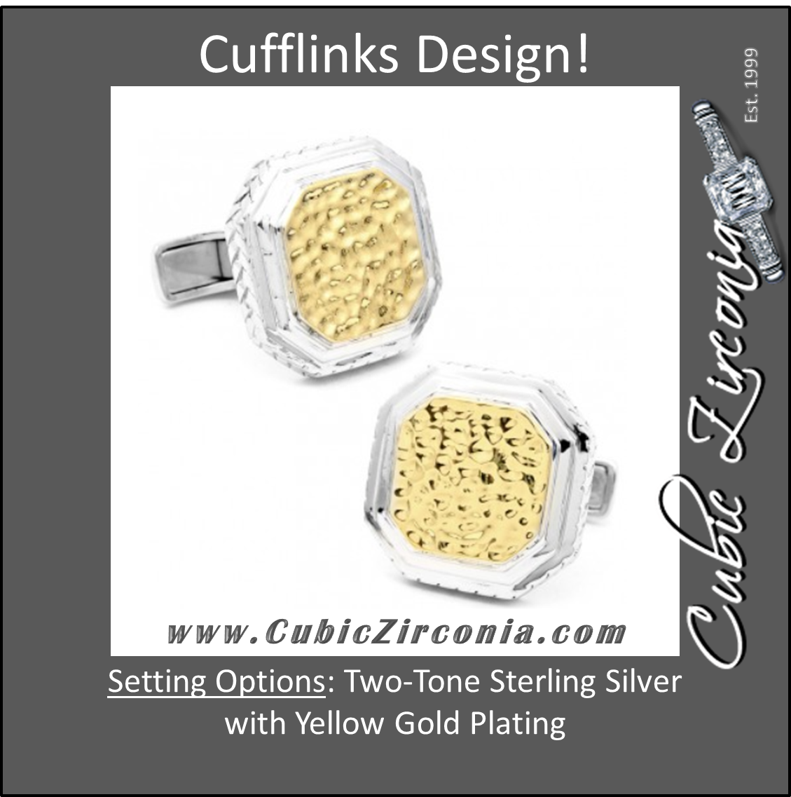 Men’s Cufflinks- Two Toned Opus Sterling Silver with Yellow Gold Plating