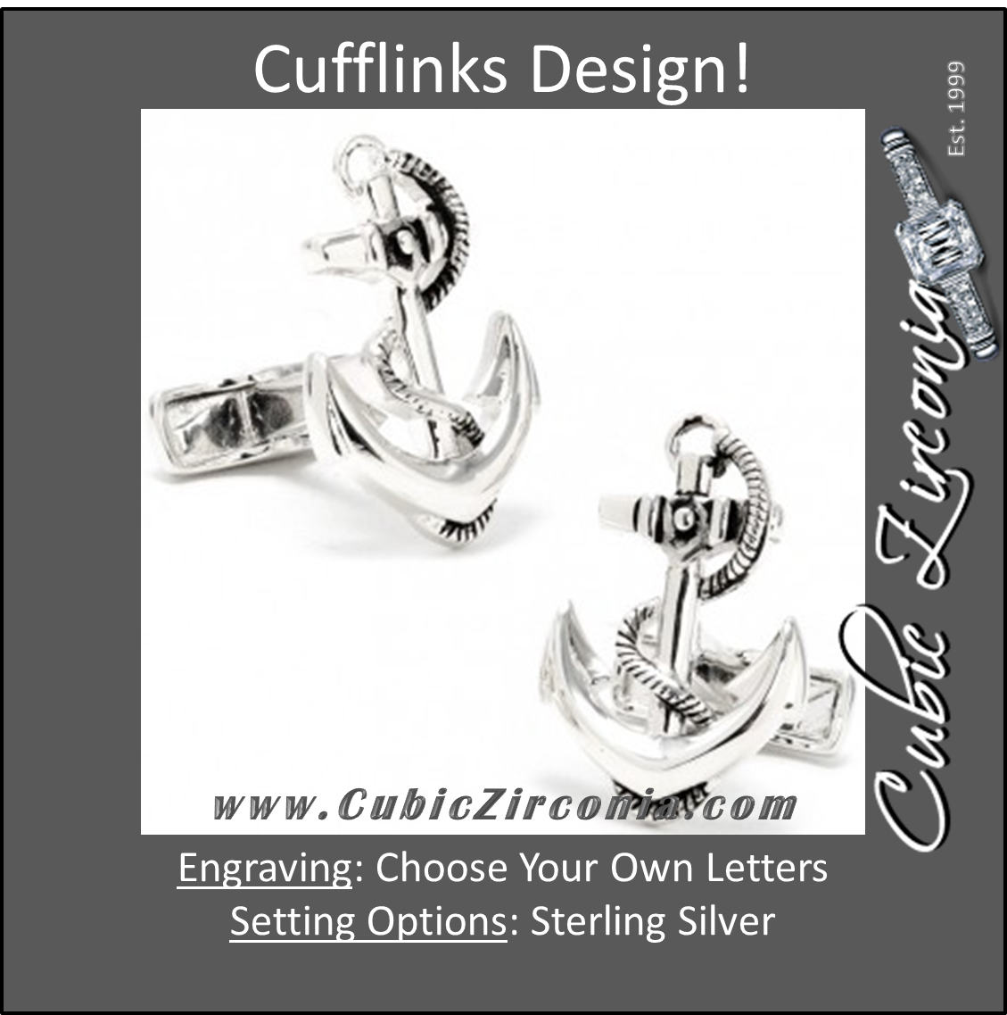 Men’s Cufflinks- Sterling Silver Boat Anchors