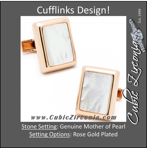 Men’s Cufflinks- Rose Gold Plated with Mother of Pearl (JFK Presidential)