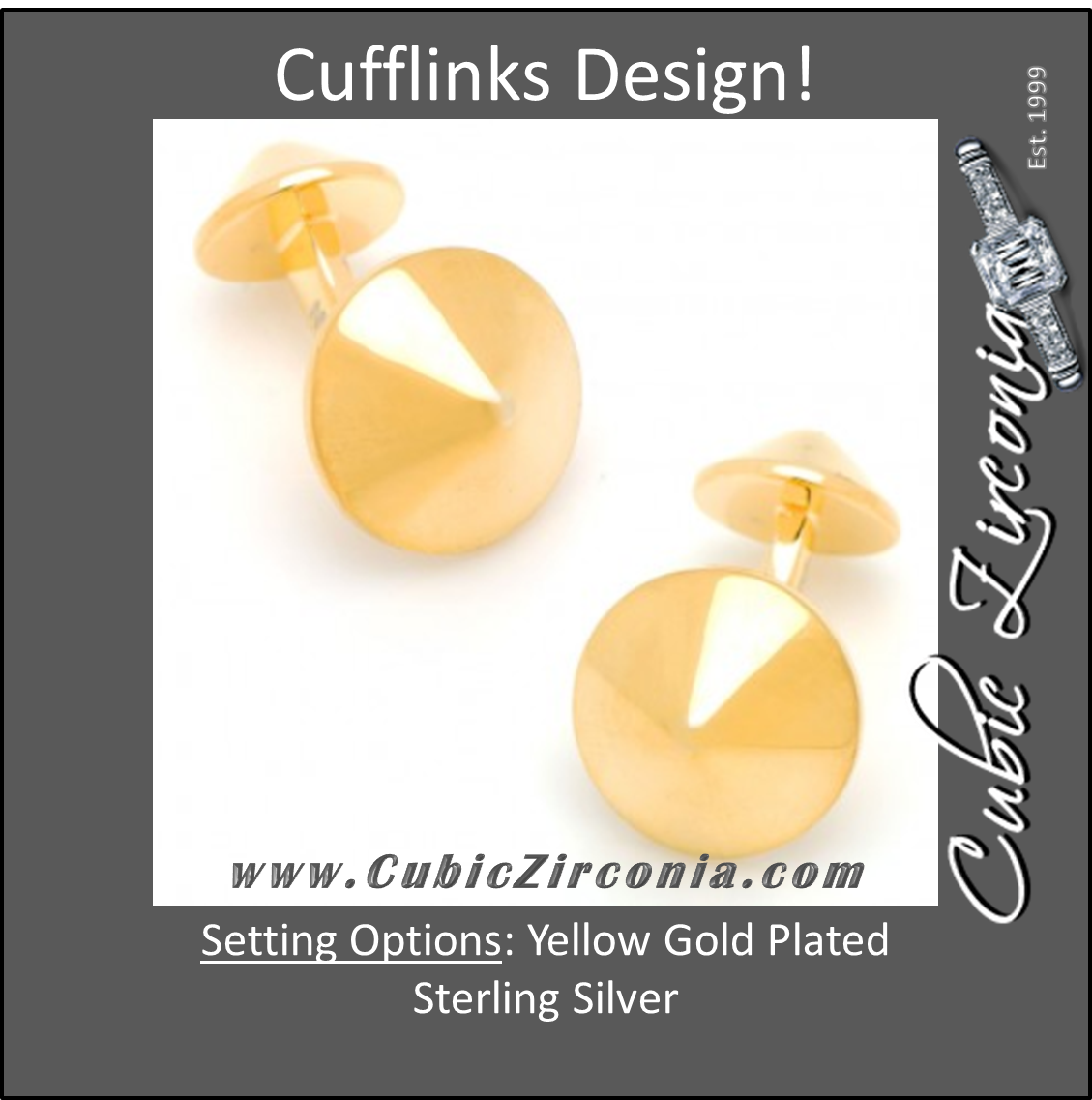 Men’s Cufflinks- Yellow Gold Plated Sterling Silver Double Spikes