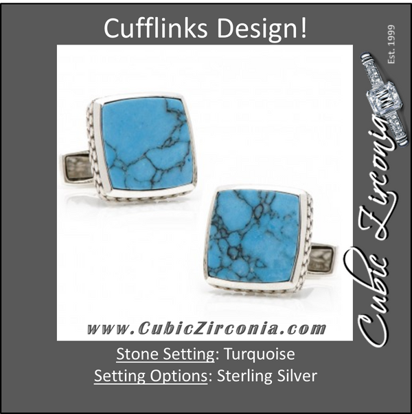 Men’s Cufflinks- Sterling Silver Classic Scaled Turquoise