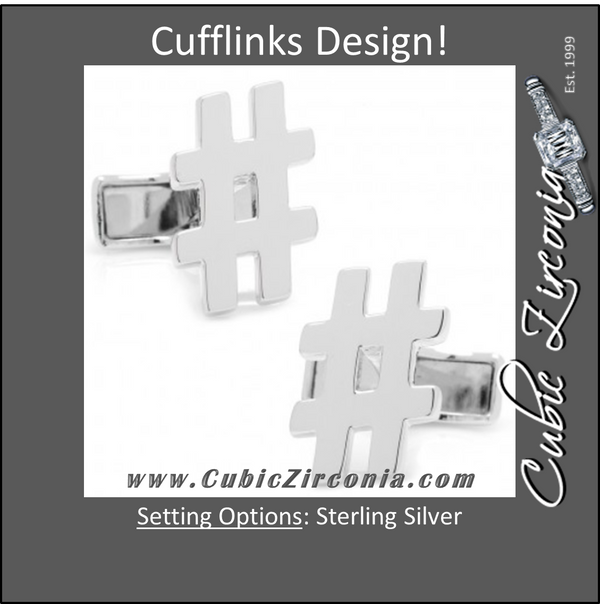 Men’s Cufflinks- Sterling Silver Hashtags