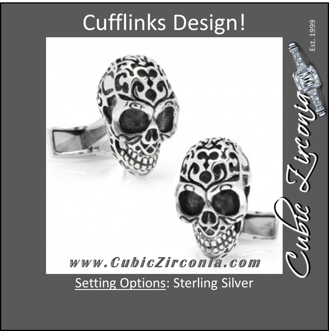 Men’s Cufflinks- Sterling Silver Fatale Skulls Design