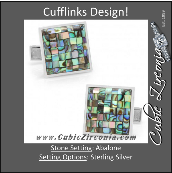 Men’s Cufflinks- Sterling Silver Mosaic Style with Abalone