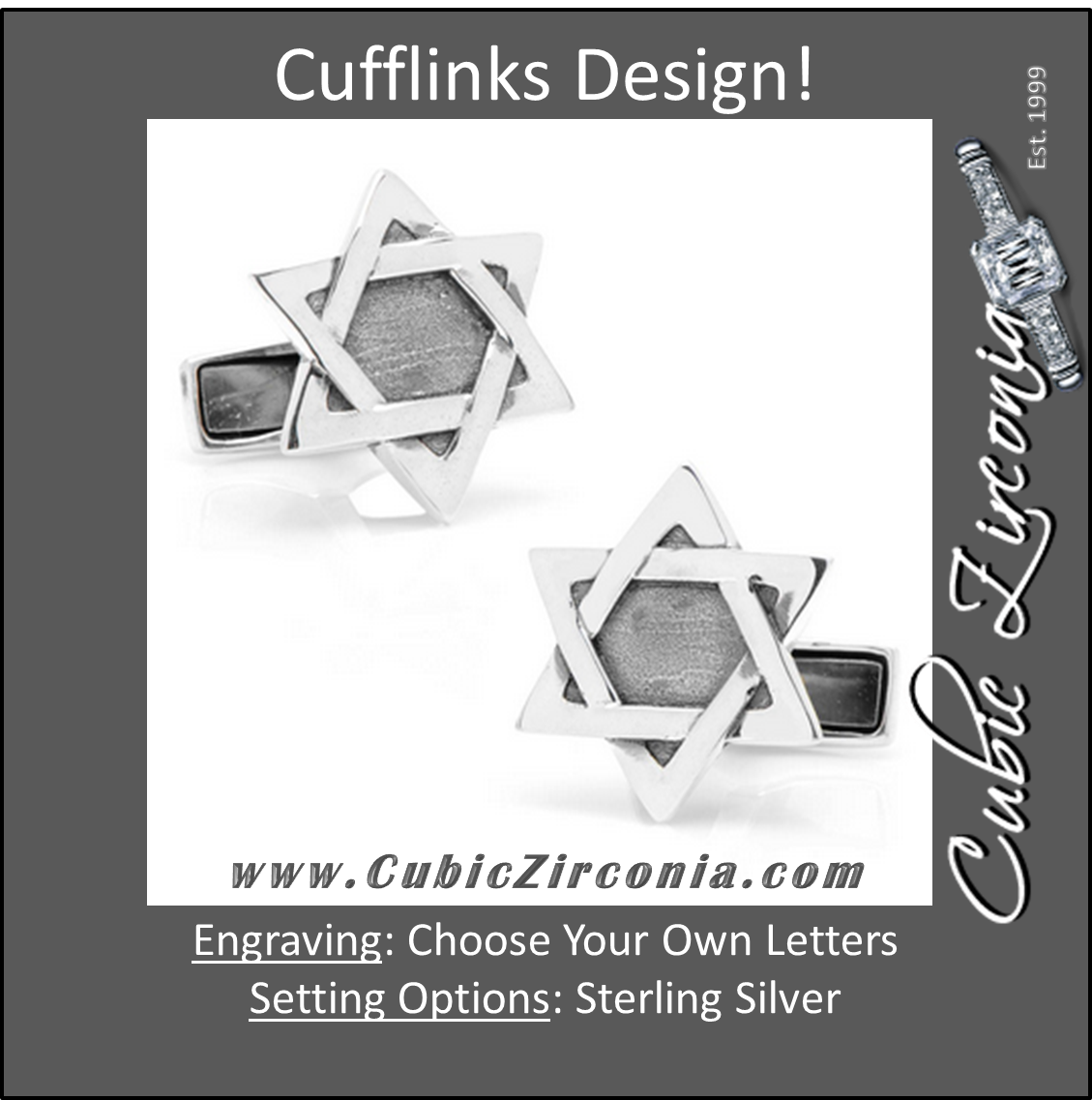 Men’s Cufflinks- Sterling Silver Star of David