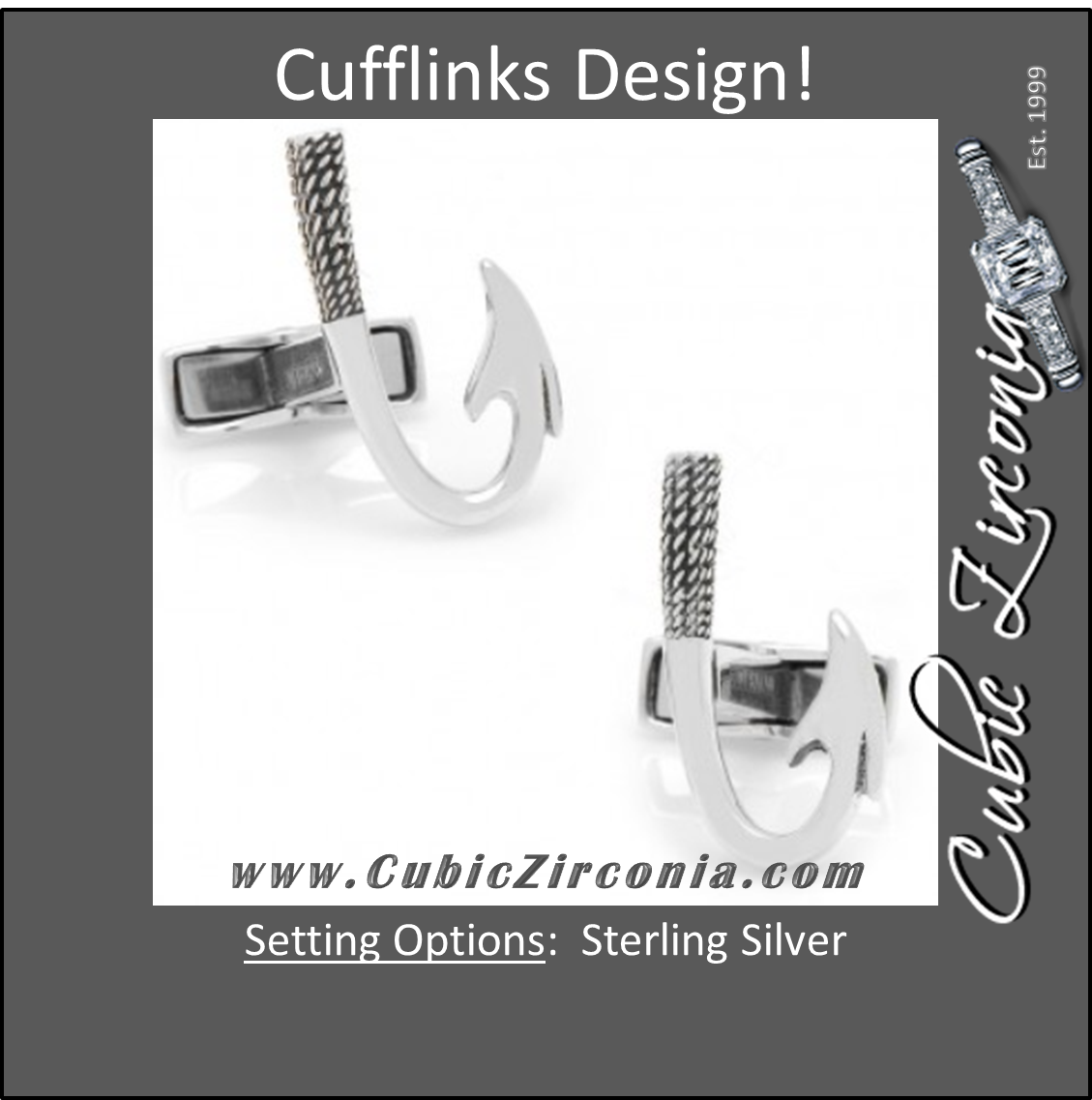 Men’s Cufflinks- Sterling Silver Fish Hooks