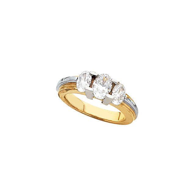 Cubic Zirconia Engagement Ring- The Olivia (0.50-0.75 CT  Triple Oval Cut Setting with Two-Tone Metals)