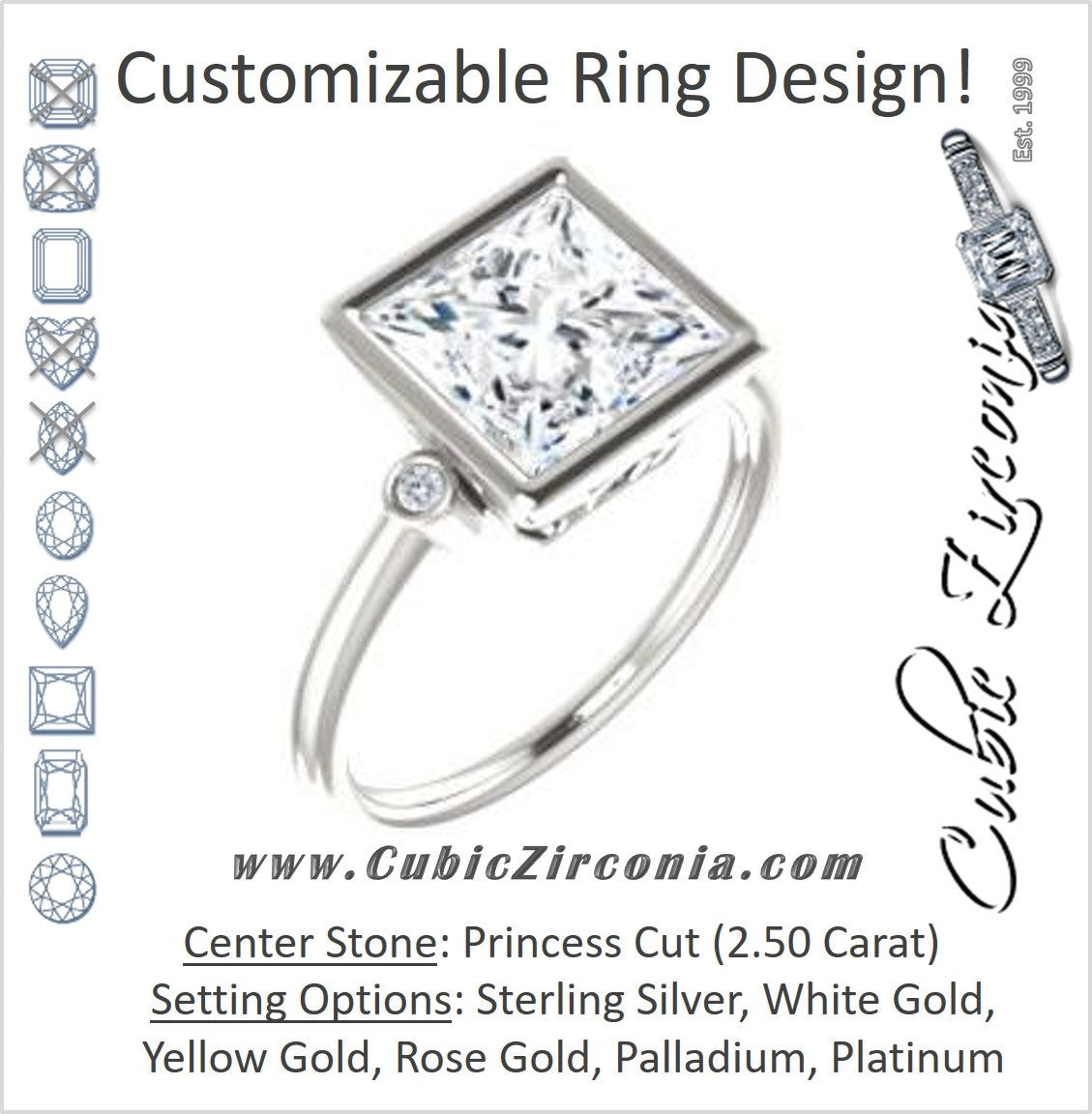 Cubic Zirconia Engagement Ring- The Analise (Customizable Princess Cut)