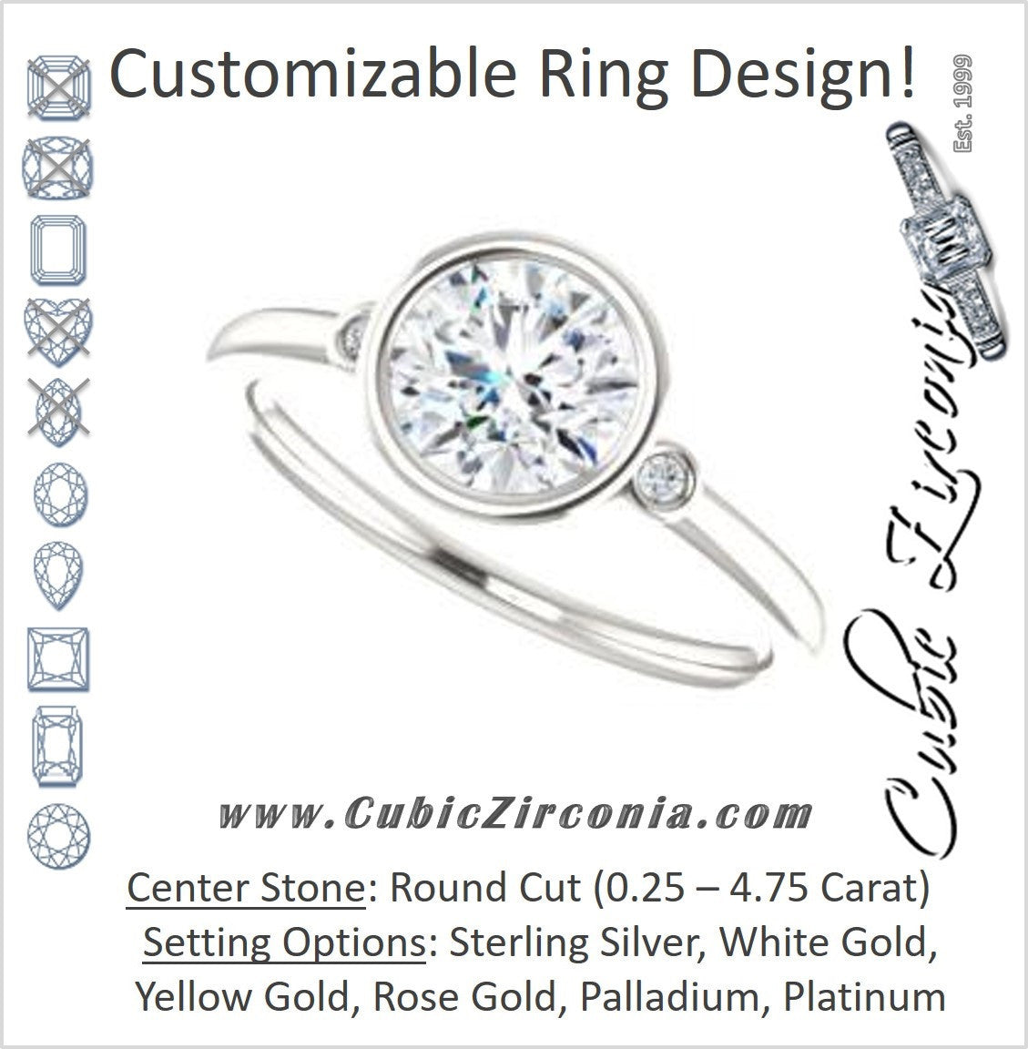 Cubic Zirconia Engagement Ring- The Analise (Customizable Round Cut)