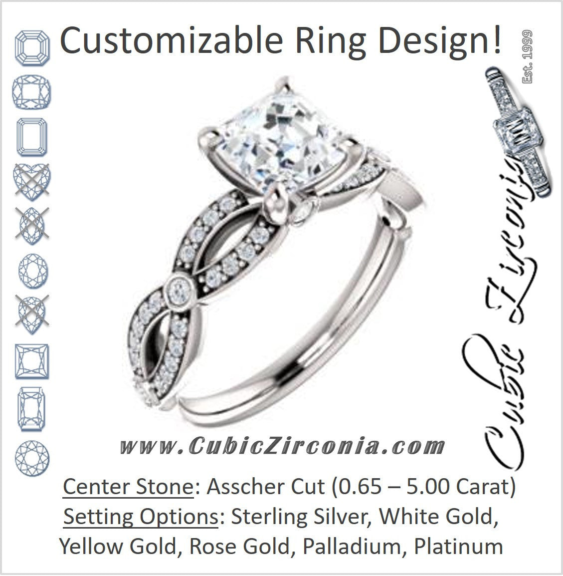 Cubic Zirconia Engagement Ring- The Catalina (Customizable Asscher Cut)
