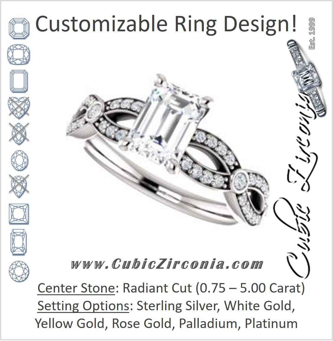 Cubic Zirconia Engagement Ring- The Catalina (Customizable Radiant Cut)