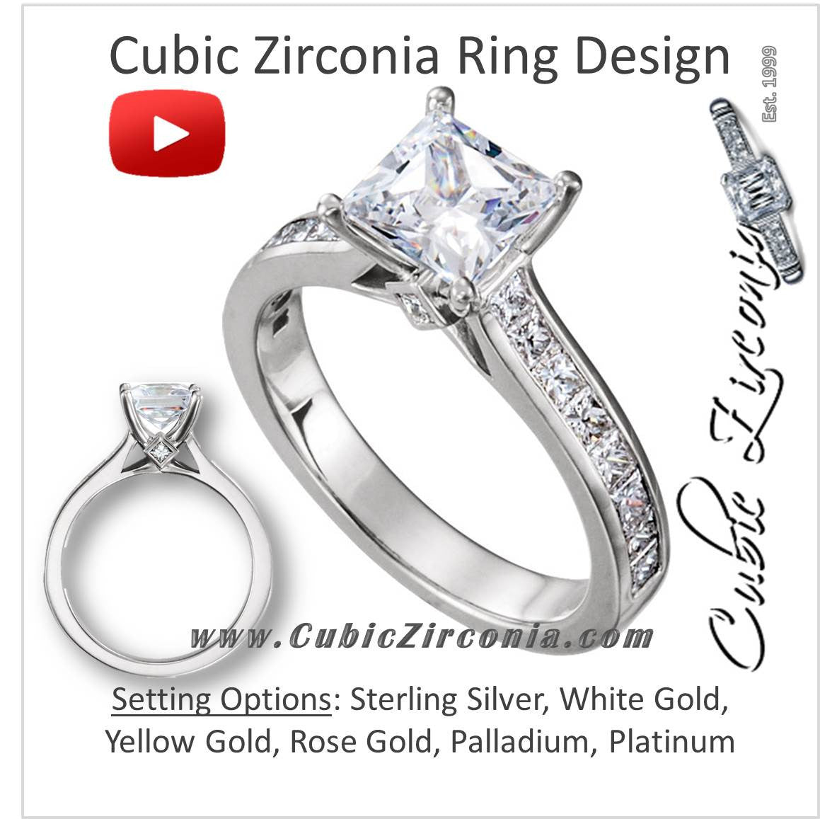 CZ Ring- Customizable Princess Channel with Peekaboos – Cubic