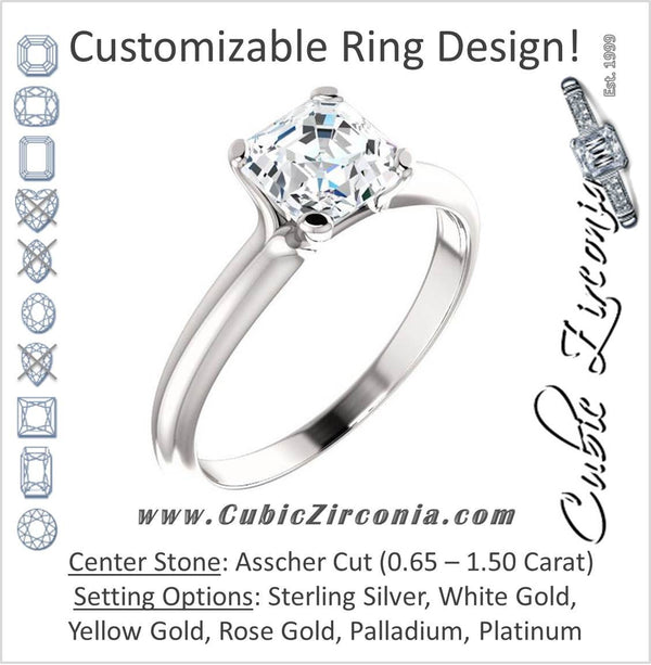 Cubic Zirconia Engagement Ring- The Kathleen (Customizable Asscher Cut Solitaire)