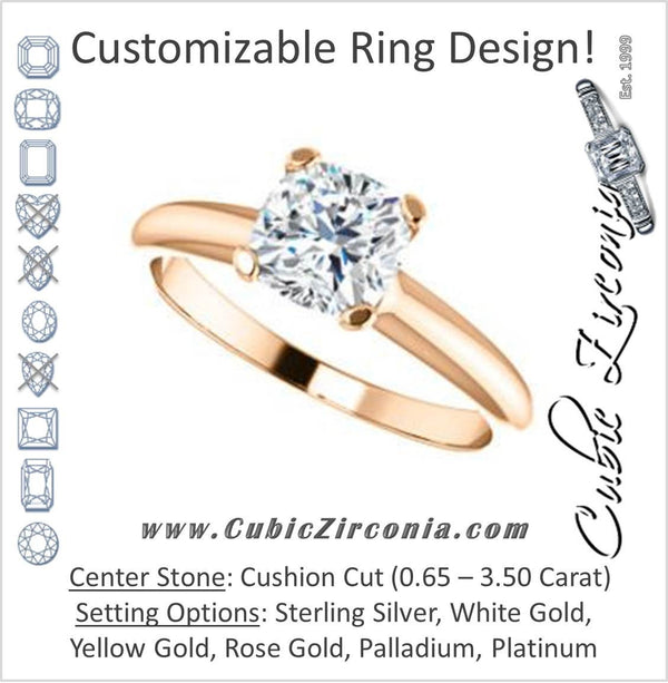 Cubic Zirconia Engagement Ring- The Kathleen (Customizable Cushion Cut Solitaire)
